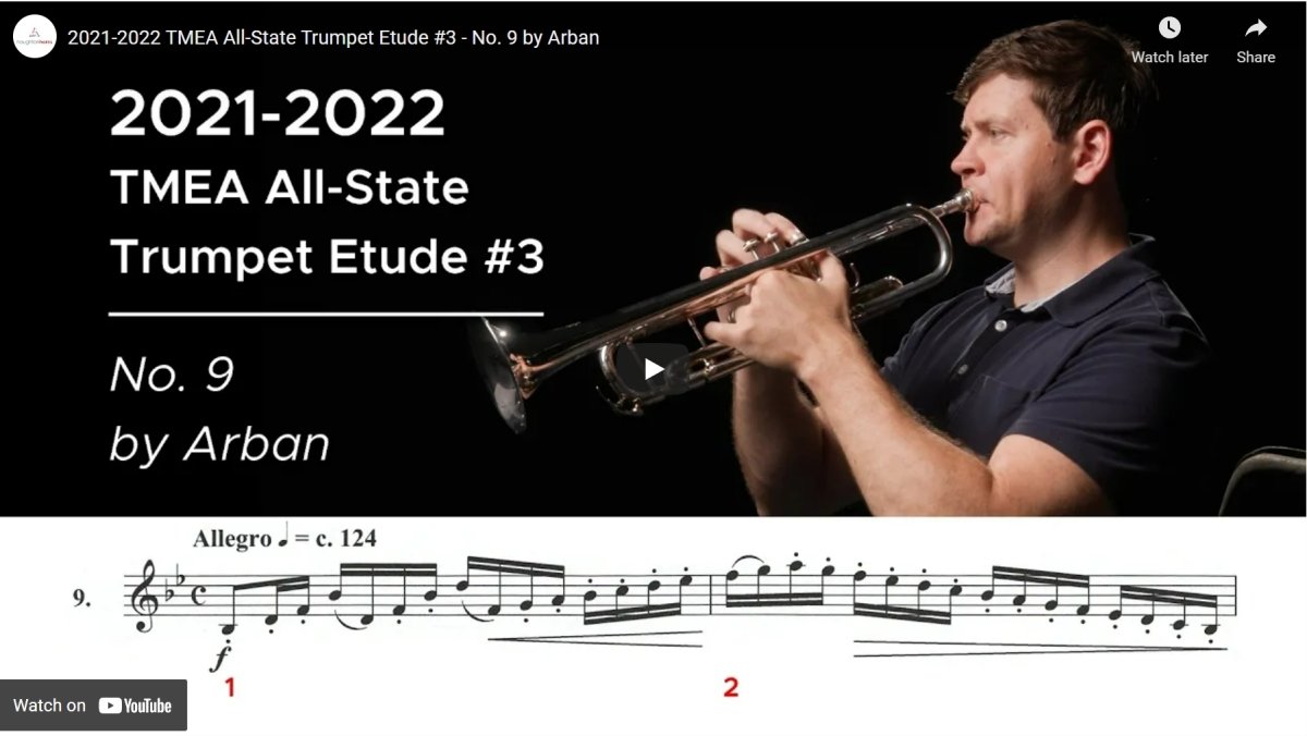 2021-2022 TMEA All-State Trumpet Etude #3 – No. 9 By Arban – Houghton Horns