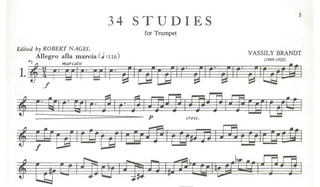 34 Studies on Orchestral Motives for Solo Trumpet by Vassily Brandt - Houghton Horns