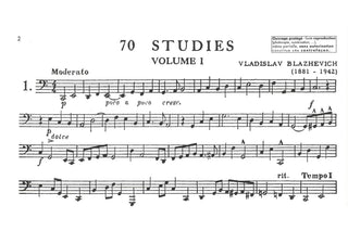 70 Studies for BBb Tuba, Vol. I by Blazhevich - Houghton Horns