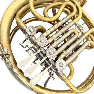 Hans Hoyer G10 with Engelbert Schmid Bell Flare with Garland - F/Bb Double Horn - Yellow Brass - Detachable Bell - Unlacquered Finish - Serial #: 429620 (Pre-Owned)