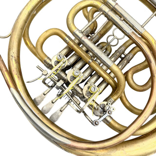 Hans Hoyer G10 with Engelbert Schmid Bell Flare with Garland - F/Bb Double Horn - Yellow Brass - Detachable Bell - Unlacquered Finish - Serial #: 429620 (Pre-Owned)