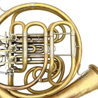 Hans Hoyer G10 with Engelbert Schmid Bell Flare with Garland - F/Bb Double Horn - Yellow Brass - Detachable Bell - Unlacquered Finish - Serial #: 429620 (Pre-Owned)