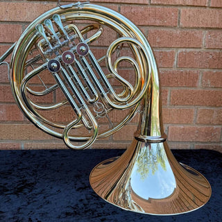 Dürk LD Clevenger with Hand - Hammered Bell - F/Bb Double French Horn - Gold Brass - Detachable Bell - Unlacquered Finish - Houghton Horns
