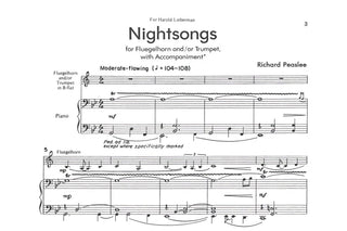 Nightsongs for Flugelhorn and/or Trumpet and Piano by Richard Peaslee - Houghton Horns