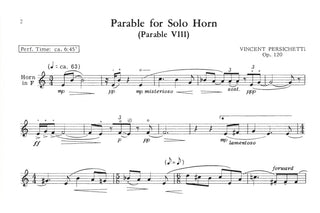 Parable for Solo Horn, Opus 120 (Parable VIIIi) by Vincent Persichetti - Houghton Horns