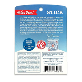 Robinson's Remedies Lip Renew Recovery Stick for Wind Musicians Bundle (4 - Pack) - Houghton Horns