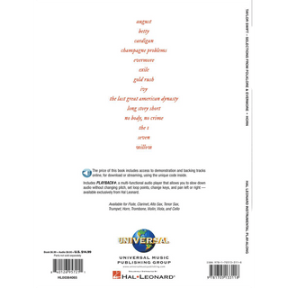 Taylor Swift - Selections from Folklore & Evermore - Horn Play - Along Book with Online Audio - Houghton Horns