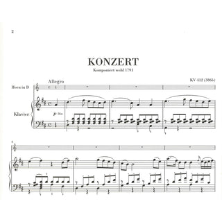 Concerto for Horn and Orchestra No. 1 in D Major, K412/514, Horn and Piano Reduction, by Mozart, Henle Music Folios - Houghton Horns