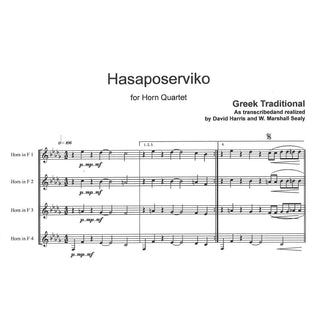 Hasaposerviko for Horn Quartet, Transcribed by David Harris and W. Marshall Sealy - Houghton Horns